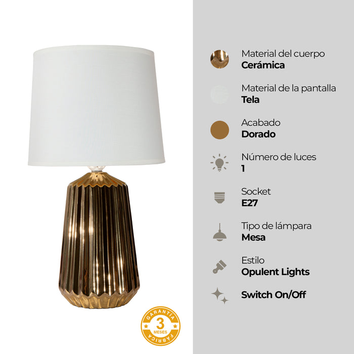 Lámpara de mesa, Dorado 1L E27 60W