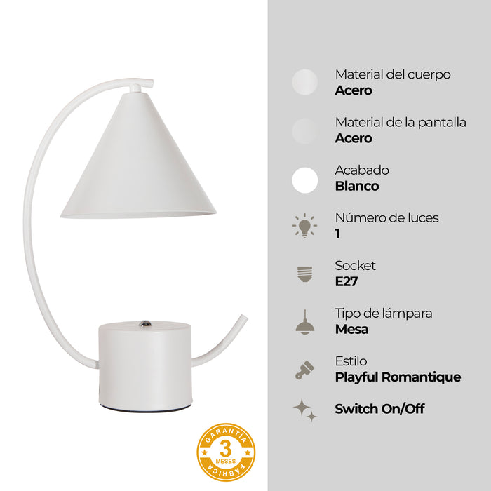 Lámpara de Mesa Blanco E27 40w 1 Luz