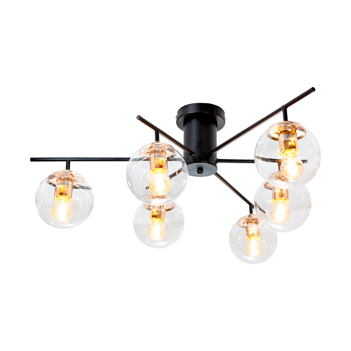 Lámpara de Techo Sputnik Negro Mate Oro E27 40w 6 Luces