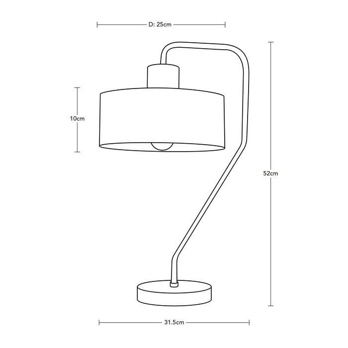 Lámpara de Mesa Dark Decor Negro E27 40w 1 Luz