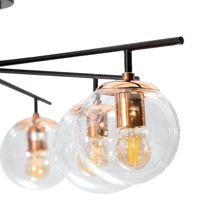 Lámpara de Techo Sputnik Negro Mate Oro E27 40w 6 Luces