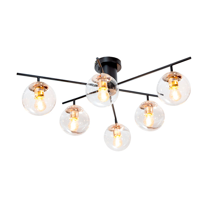 Lámpara de Techo Sputnik Negro Mate Oro E27 40w 6 Luces